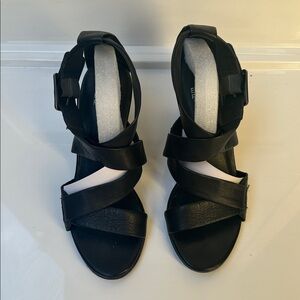 Eileen Fisher Block Heel Sandals, Leather Straps and Sole (with anti slip grip)